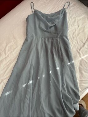 Spaghetti Strap Cowl Neck Dress in Light Blue